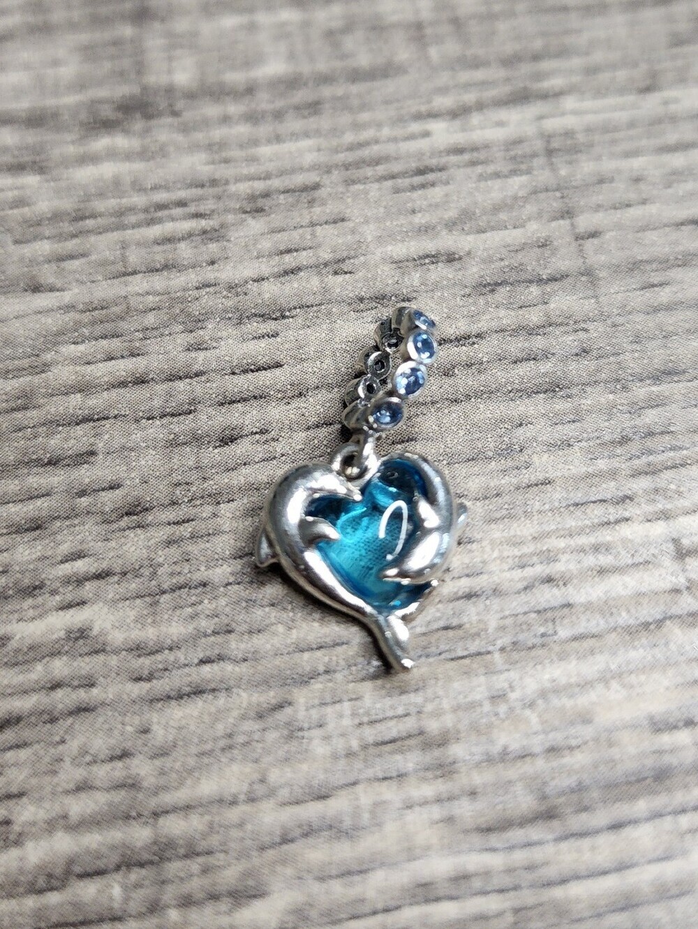 Authentic Pandora Blue Murano Glass Dolphins Dangle Charm Sterling silver